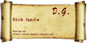 Dick Gyula névjegykártya
